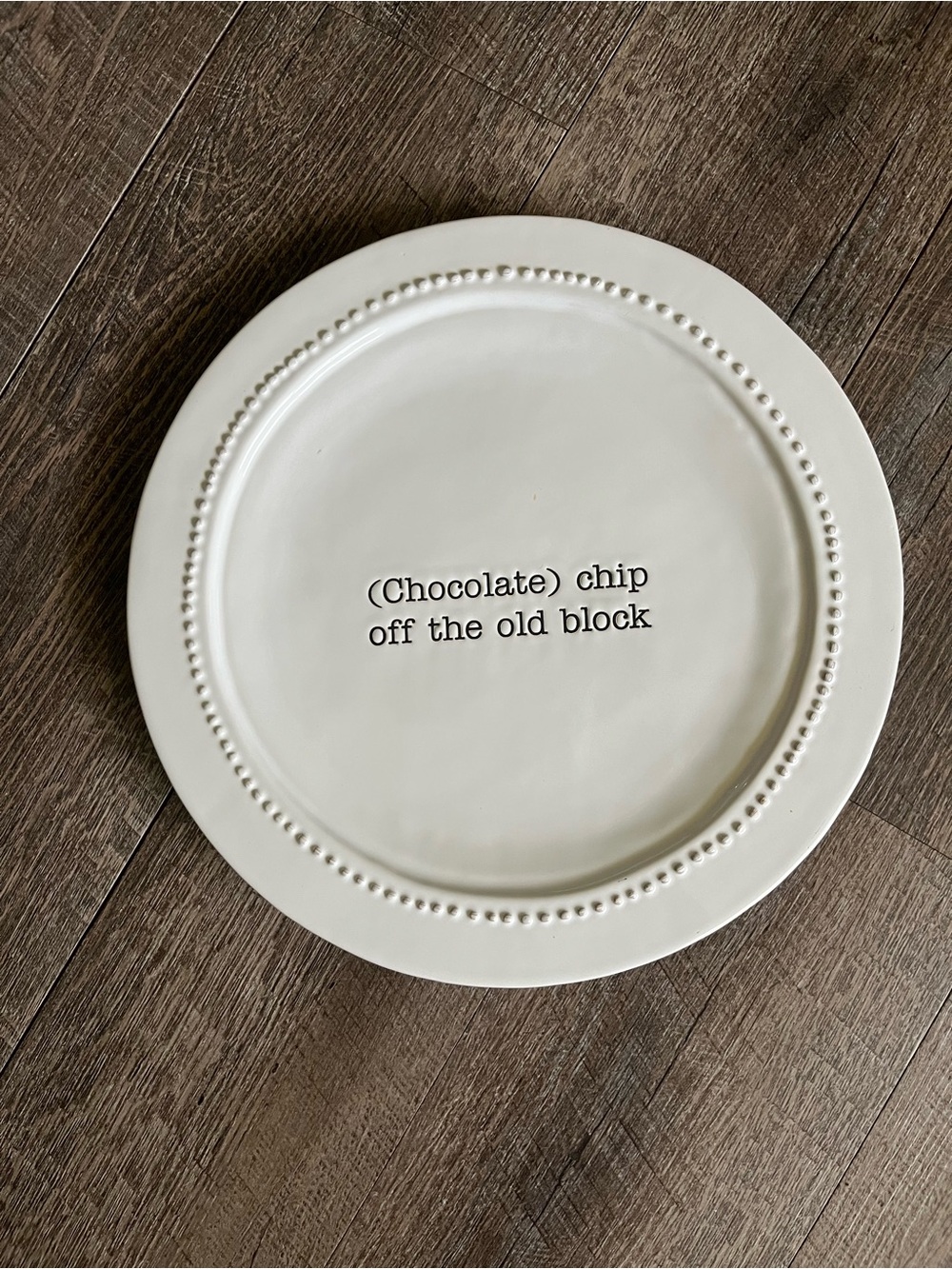 Mud Pie Cream Ceramic Plate with Subtle Distressed Rim